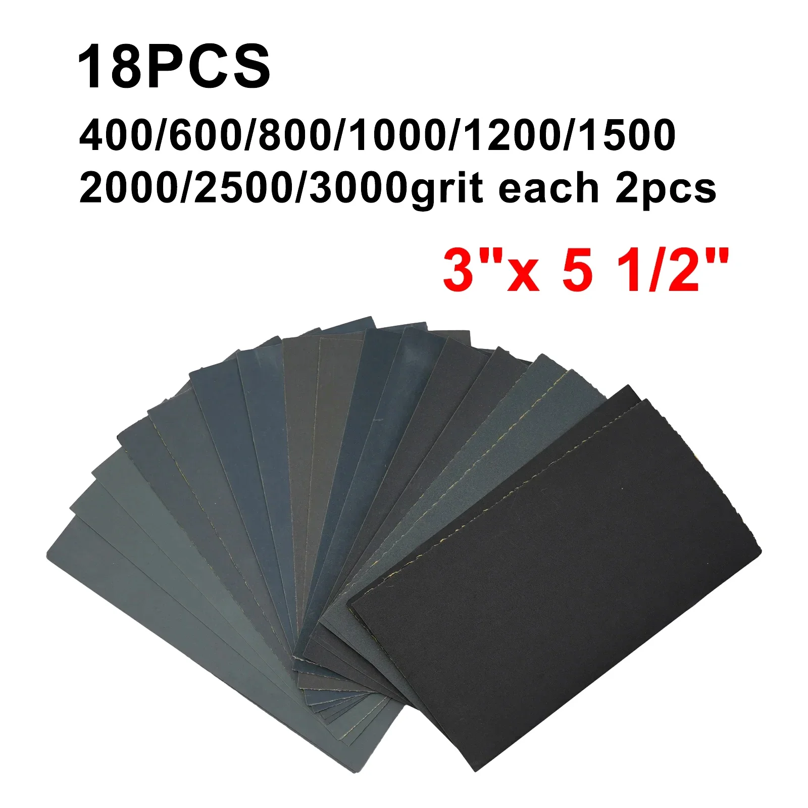 18pc Sandpaper 400-3000grit Sand Paper Water/Dry Sanding Paper Abrasive Tool For Wood Sanding Metal Polishing Sheet Sanding Tool view 2