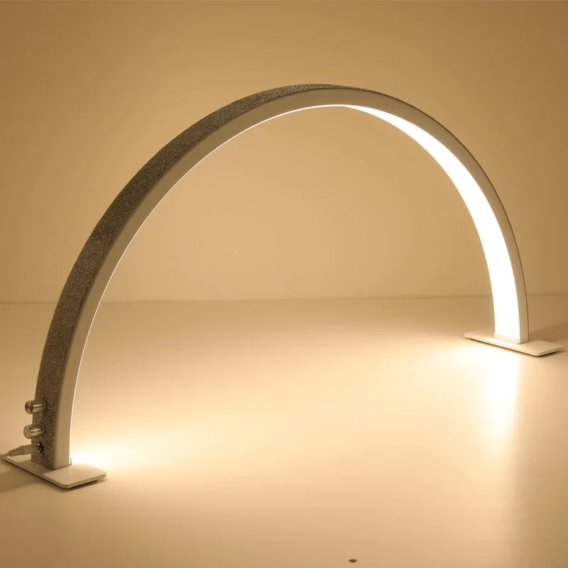 New 2024 U Shaped LED Light Desktop Nail Lamp 48W Diamond Bling 750mm Rhinestone Half Moon Nail Table Lamp