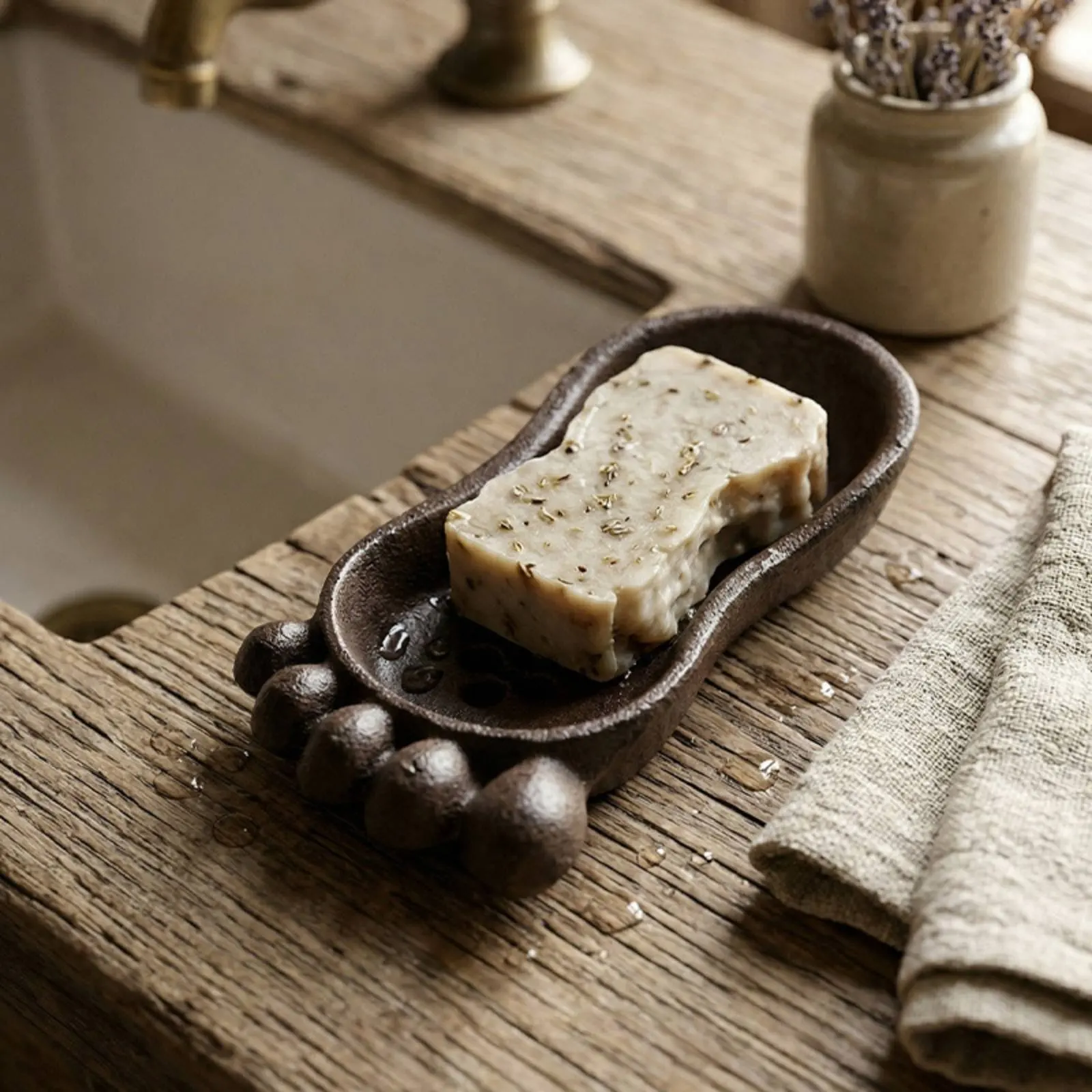 

Foot-Shaped Soap Dish Vintage Design Cast Iron Soap Dish Bathroom Accessory Antique Finish Sturdy for Washroom
