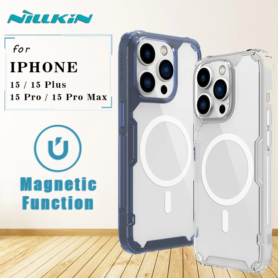 

Для Iphone 15/15 Plus/15 Pro/15 Pro Max Магнитный чехол Nillkin Ультра прозрачный и тонкий чехол из ТПУ Защитная задняя крышка для камеры