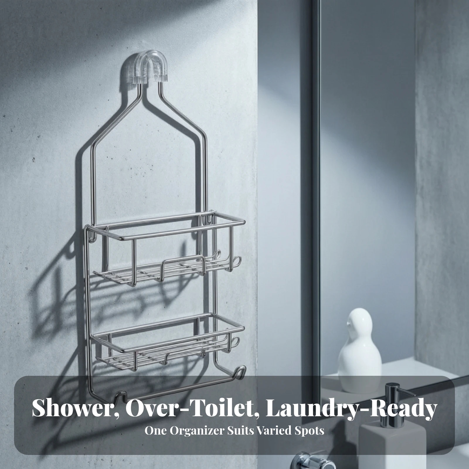 Hanging Shower Holder Quick Drying Hanging Shower Organizer Rack Rust-Resistant Easy to Clean for Families, Bathroom