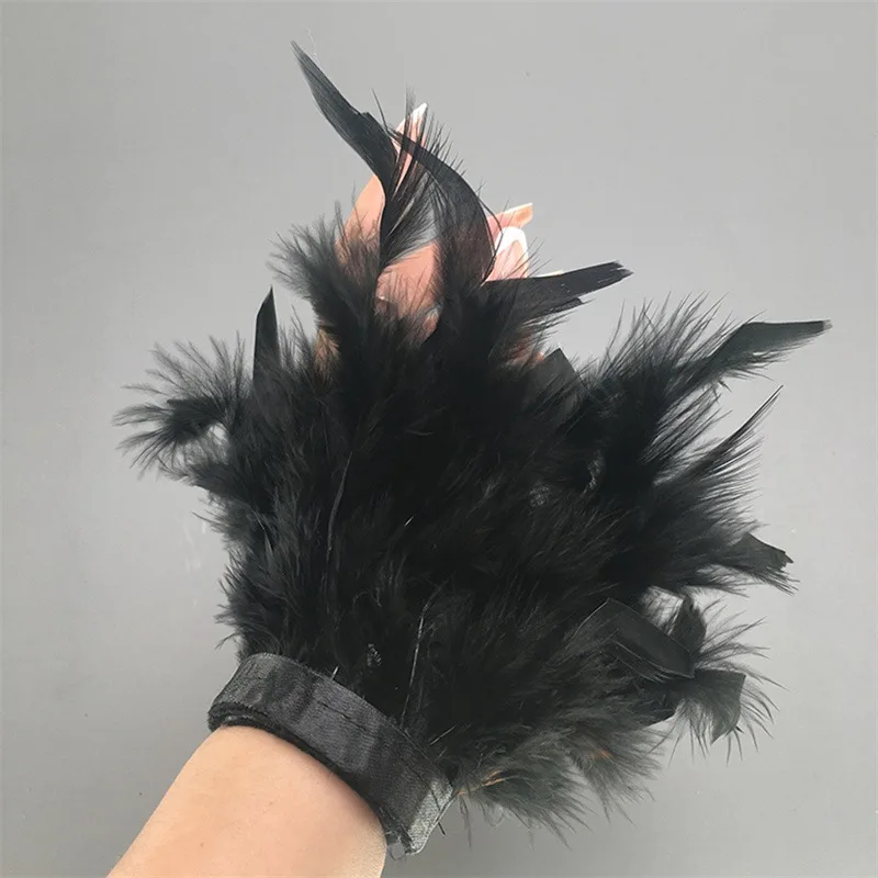 Manchette en plumes d\'autruche pour femme, manches de poignet en fourrure, poignets en plumes d\'autruche, bracelet à clipser, chemises en satin