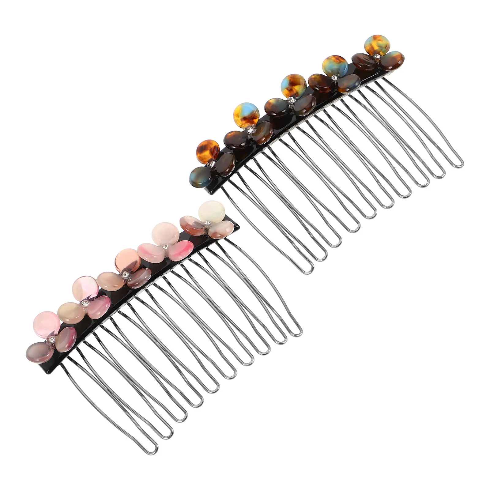 

2 шт. декоративных расчесок для волос из ацетата с цветочным дизайном, для быстрой укладки, удобные в использовании, универсальные, для особых случаев