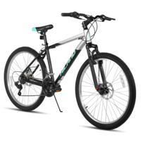 HILAND 26 27.5 Inch Men Student Aluminum Alloy Mountain Bike, 18 Speed Bike With Front And Rear Disc Brakes, Suspension Fork