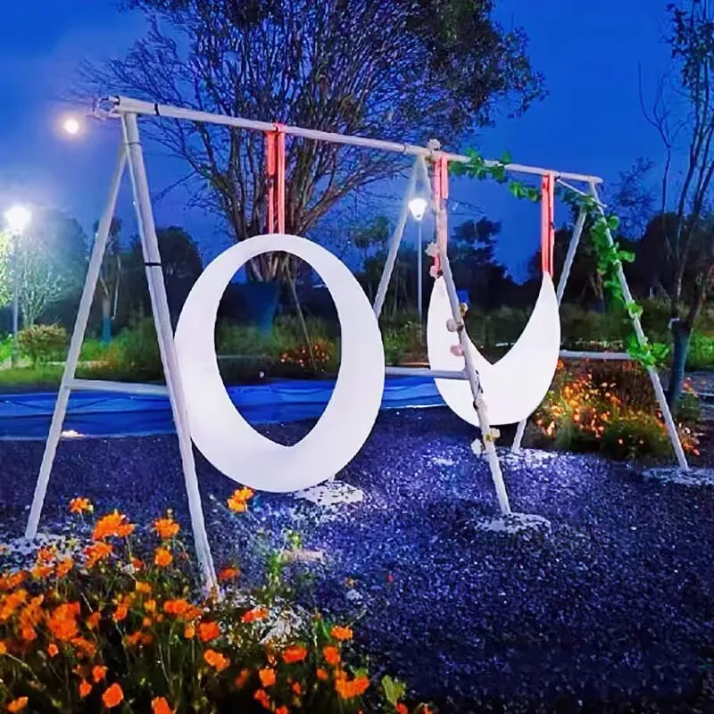 Hot selling Leisure Led Lighting Round luminous Hammocks Rocking INS web celebrity Moon Swings Outdoor Egg Chair Garden Swings