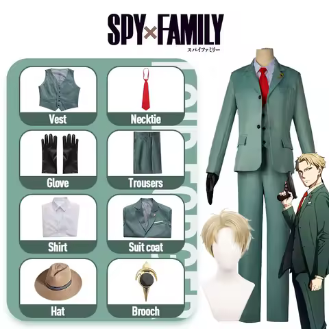 Anime Spy X Family Loid Forger Cosplay Costume Light Green Suit Blond Wig Hat Twilight Outfit Full Set Men Role Play Prop Suits
