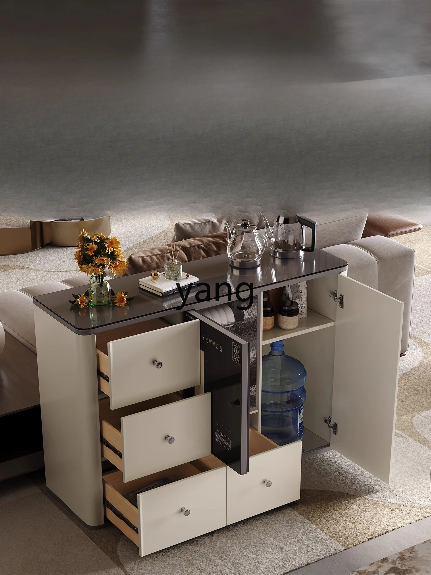 LTT المطبخ الخشب الصلب الطعام خزانة جانبية غرفة المعيشة خزانة الشاي غلاية متكاملة الذكية آلة بار الشاي المنزل #3