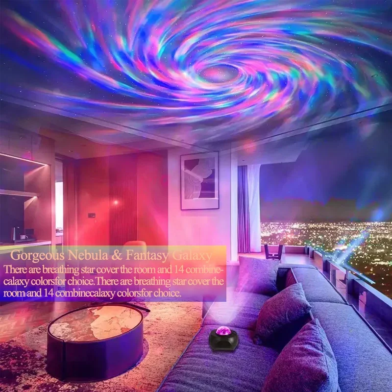 Bluetooth-Speaker Galaxy Projector Smart Star LED Night Lights Nebula Table Lamp KTV Party Stage Light Gaming Room Bedroom Decor