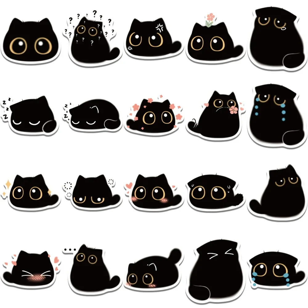 10/40pcs niedliche schwarze Katze wasserdichte Graffiti Aufkleber ästhetische dekorative Gepäck Laptop Tasse Telefon Tagebuch Sammelalbum Kinder Aufkleber