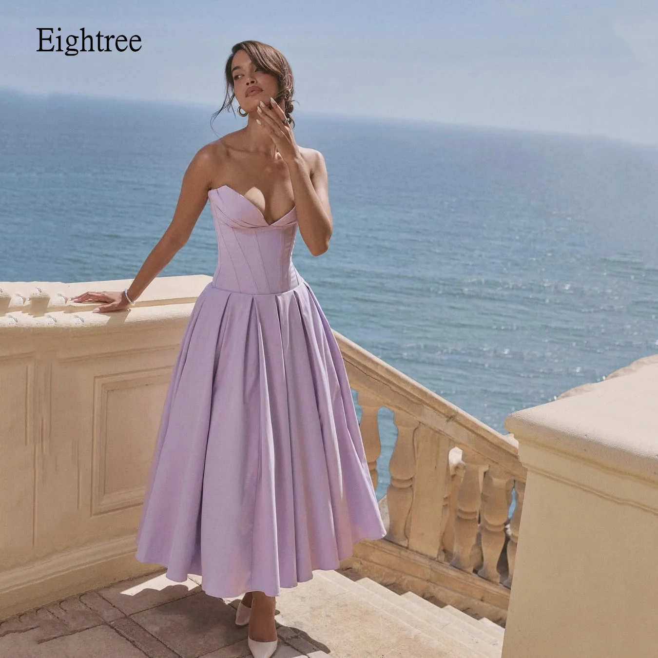 

Eightree Princess Lavender A Line Prom Gowns Sweetheart Neck Formal Party Gown Ankle Length Evening Dress Newest Customized