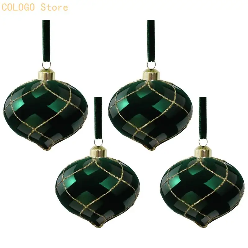 Holiday Ornament Set with Ribbon Top Cap for Christmas Tree Use D0LD
