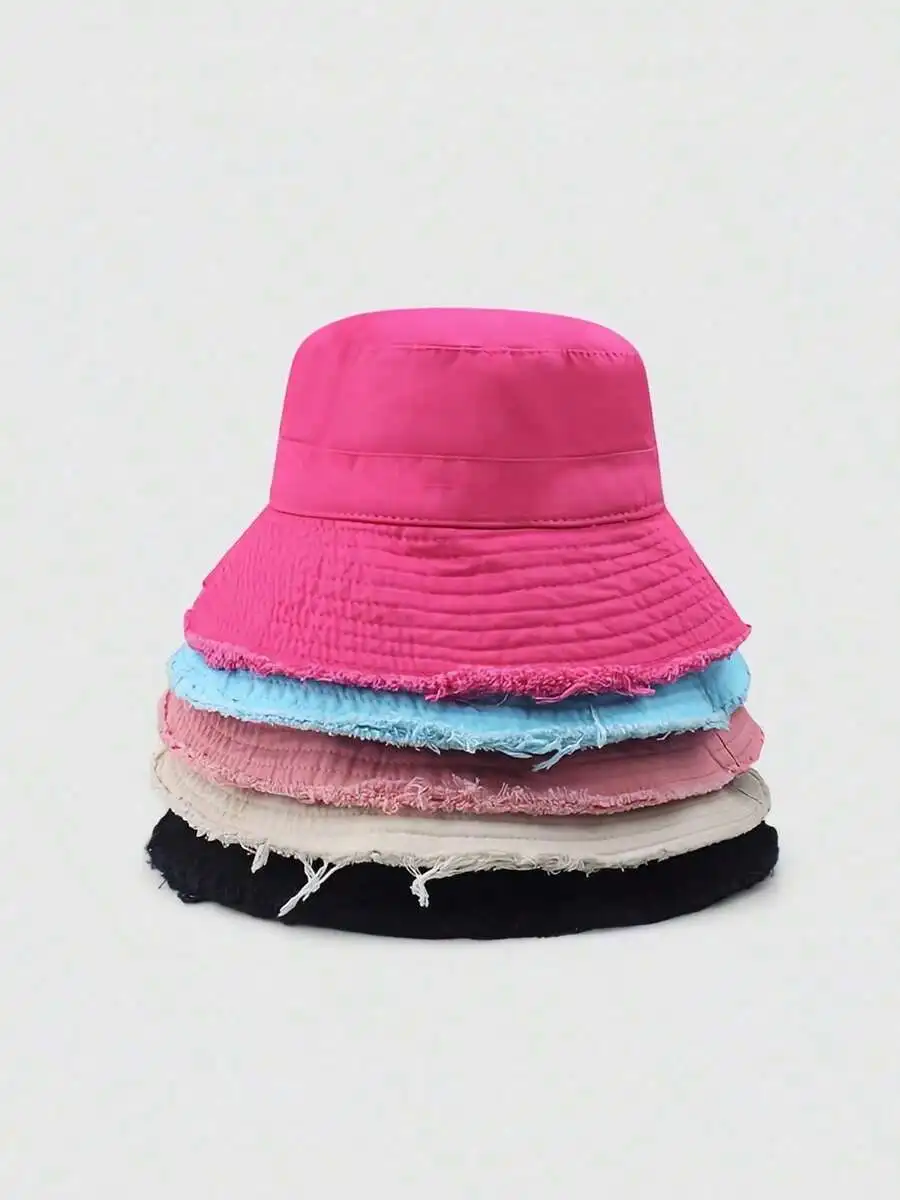 

Womens Adjustable Bucket Hat With Distressed Edge Sun Protection Casual Beach Travel Hat