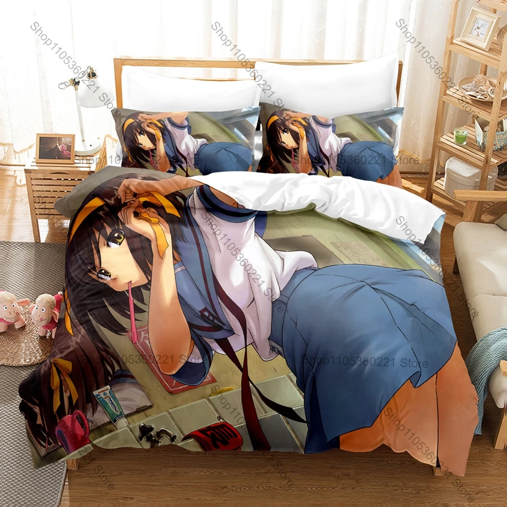 

Classic School Anime Printed Bedding Kit 3PCS Duvet Cover & 2 Pillow Covers Breathable Soft Linens Anime Fan Room Ornament