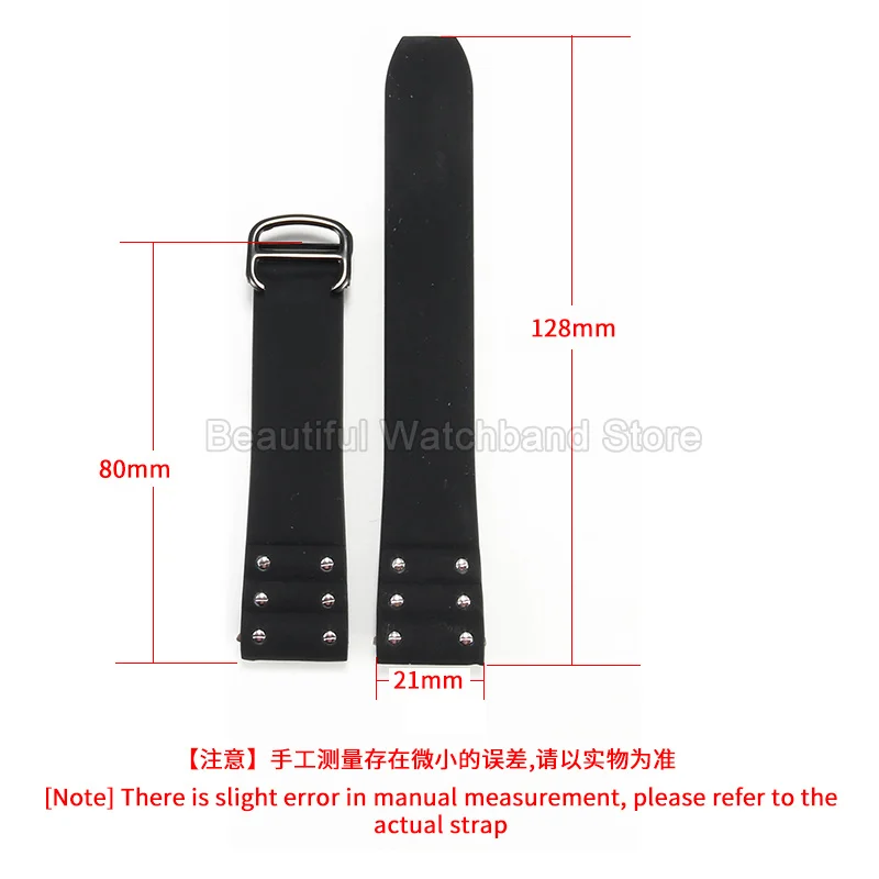 Soft Silicone Watch Bracelet 21mm Black Blue for Cartier Santos Sandoz 100 Rubber Watchband Solid Stainless Steel Buckle