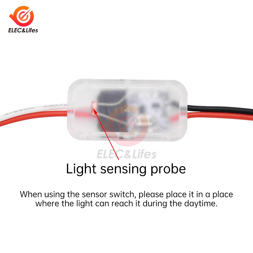 Light Sensor Switch Automatic Auto on Off Photocell Street Light Switch DC 3.7V 5V 12V 24V 5A Photo Control Photoswitch Sensor