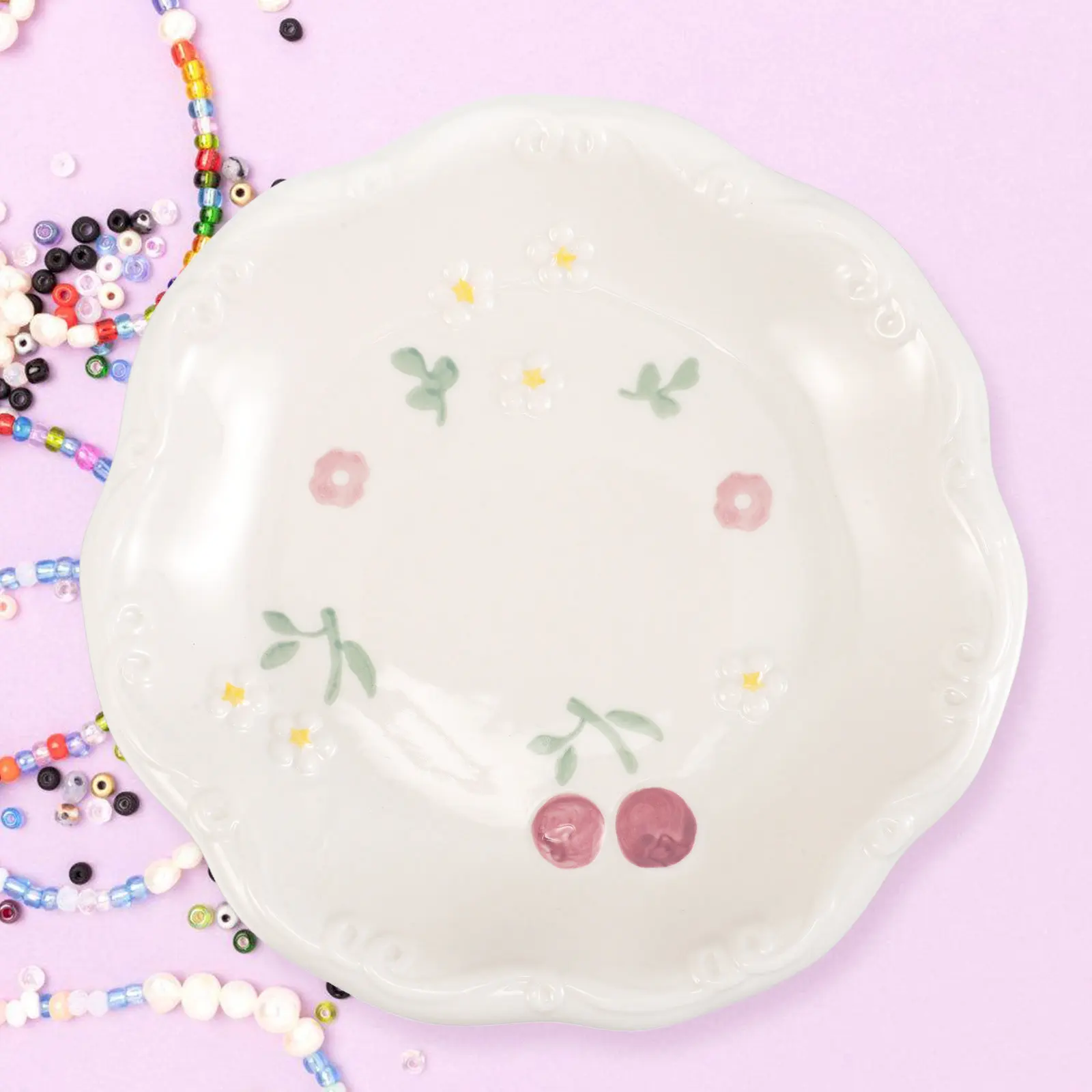 

Ceramic Trinket Holder Aesthetic Jewelry Plate Bowl Unique Design Ring Dish for Keys Perfume Tray Dresser Decor Creative