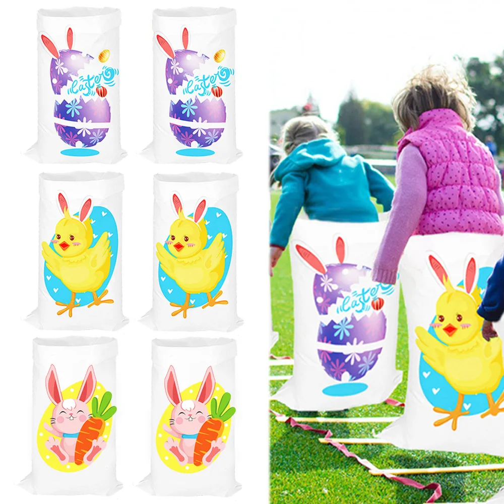 תיק קפיצות קרטון קריקטורה ארנב ביצה דפוס ביצה צ 'ק תפוחי אדמה שמח מסיבת נושא אספקה לילדים טובה ממסר משחק מרוץ