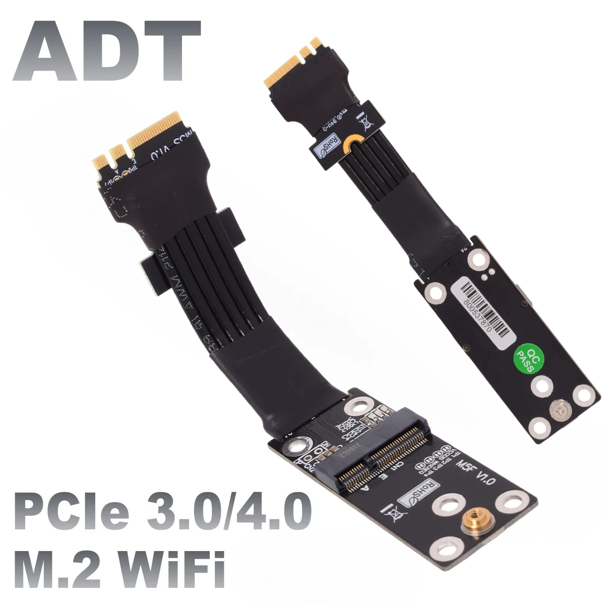 

ADT-Link M.2 Key A.E. Удлинительный кабель для карты Wi-Fi PCI-e 4,0 X1, 16 Гбит/с, 90–180 градусов, ленточная карта для удлинителя материнской платы