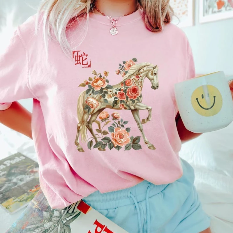 Year of The Horse 2026 New Year Shirt, Lunar New Year T-Shirt, Happy Chinese New Year,Chinese Zodiac Horse Graphic Gift for Her
