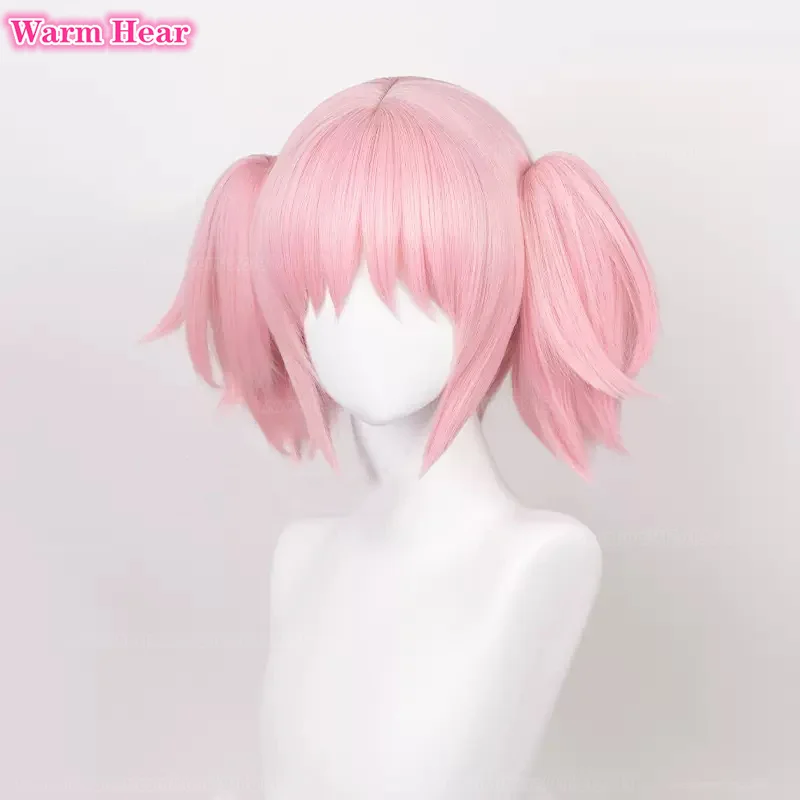 Disponibile Kaname Madoka Parrucca Sintetica Rosa Corta 30 cm Doppia Coda di Cavallo Cosplay Anime Bella Parrucca Capelli Resistenti Al Calore + Protezione Della Parrucca