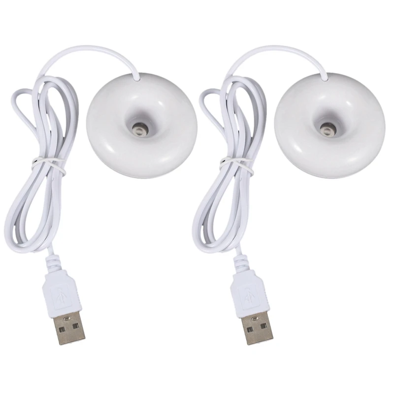 

2X White Donut Humidifier Usb Office Desktop Mini Humidifier Portable Creative Air Purifier White