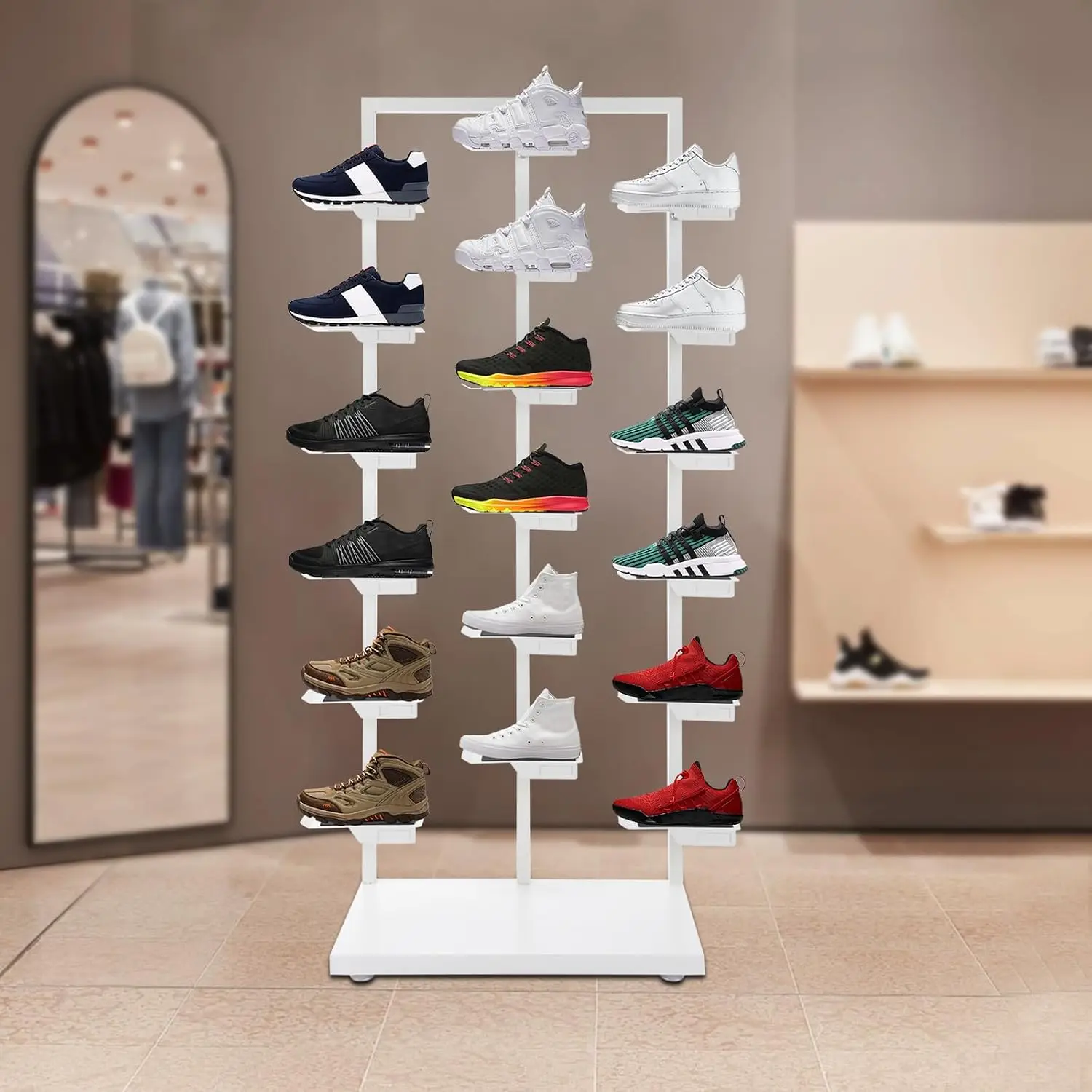 Commercial Shoe Rack Display Stand Metal Sneaker Shelf Organizer for Clothing Store Boutique Retail Home, Customized