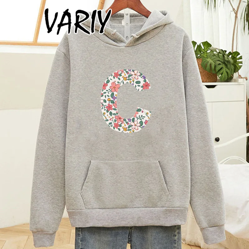 Inverno in pile C lettera stampata Harajuku stampa pullover spesso allentato donna felpe con cappuccio felpa femminile O-collo Casual dropshipping