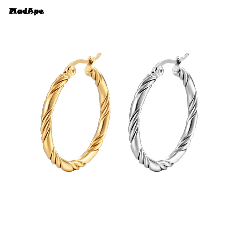 Fashion Exaggerated Gold Color Metal Earrings for Women Geometric Twisted Vintage Hoop Earrigns Jewelry Gifts