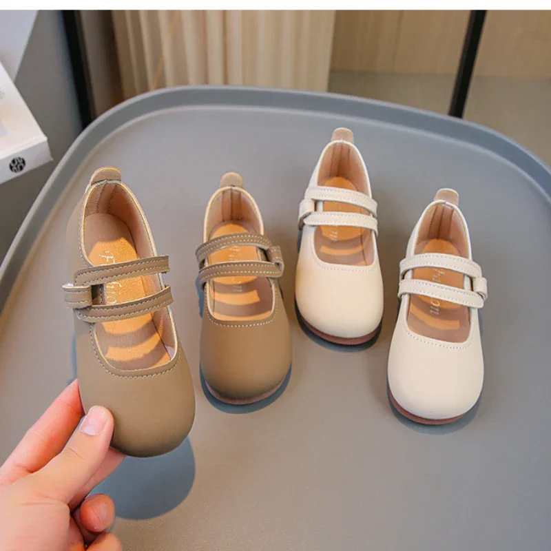 

Little Girls Leather Shoes Toddlers Kids Flats Spring Autumn Princess Sweet Children Mary Janes Casual Solid Color 21-30 Soft