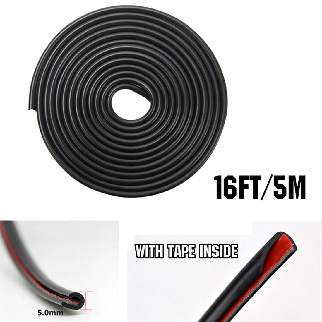 High Quality Door Edge Strip Moulding PVC Profile Protector Roll Rubber Seal U Shape Universal 5M Waterproof Auto