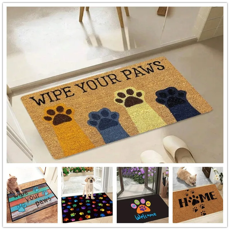 Cat Paw Print Doormat Kitchen Rug Absorbent Floor Mat For Household Decorative Welcome Entrance Door Mats Washable Home Carpets