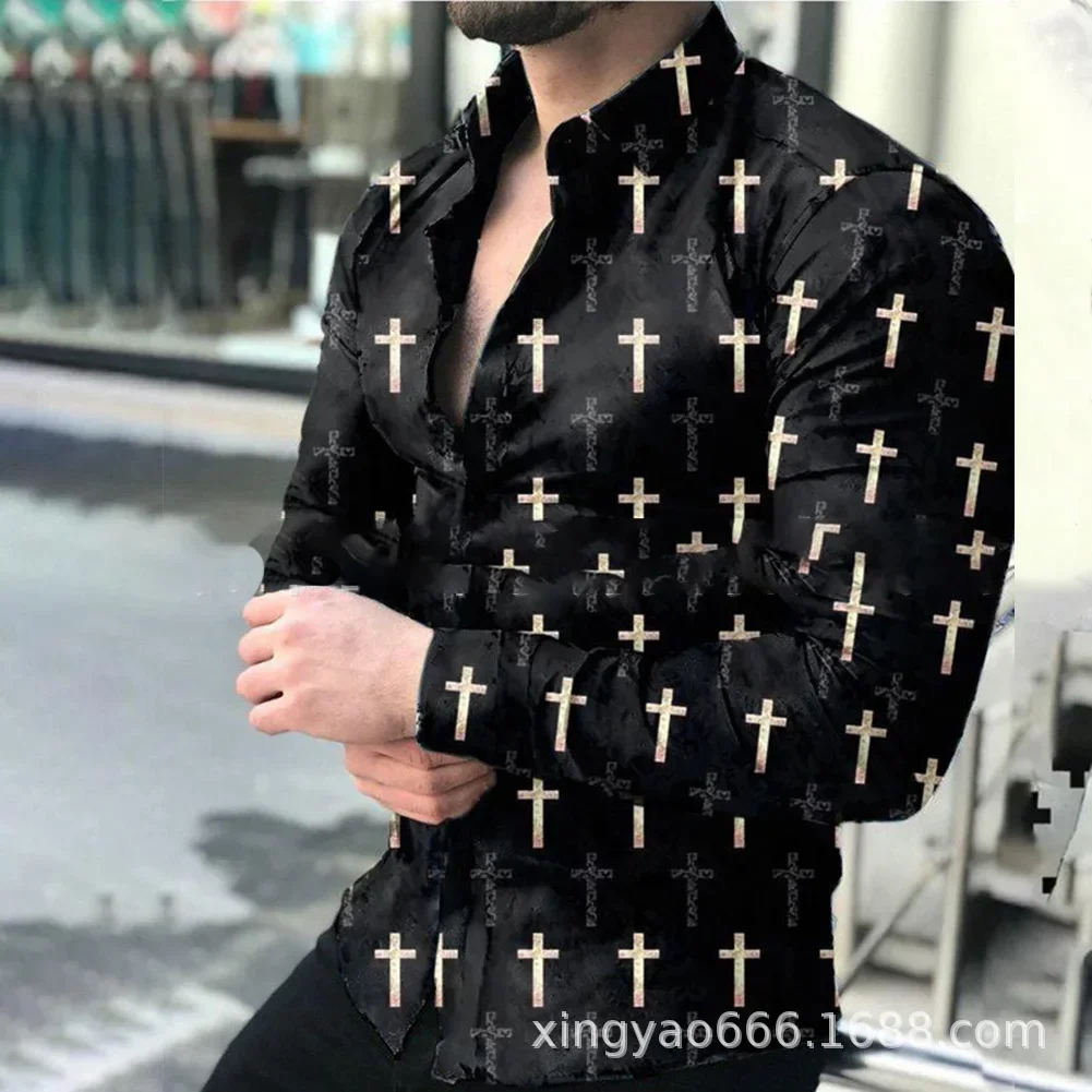 2025 Men's Shirts Long Sleeve 3D Animal Lapel Button Summer Clothes For Men Up Top  Prom Birthday Fashion Boyfriend Shirts S-4XL