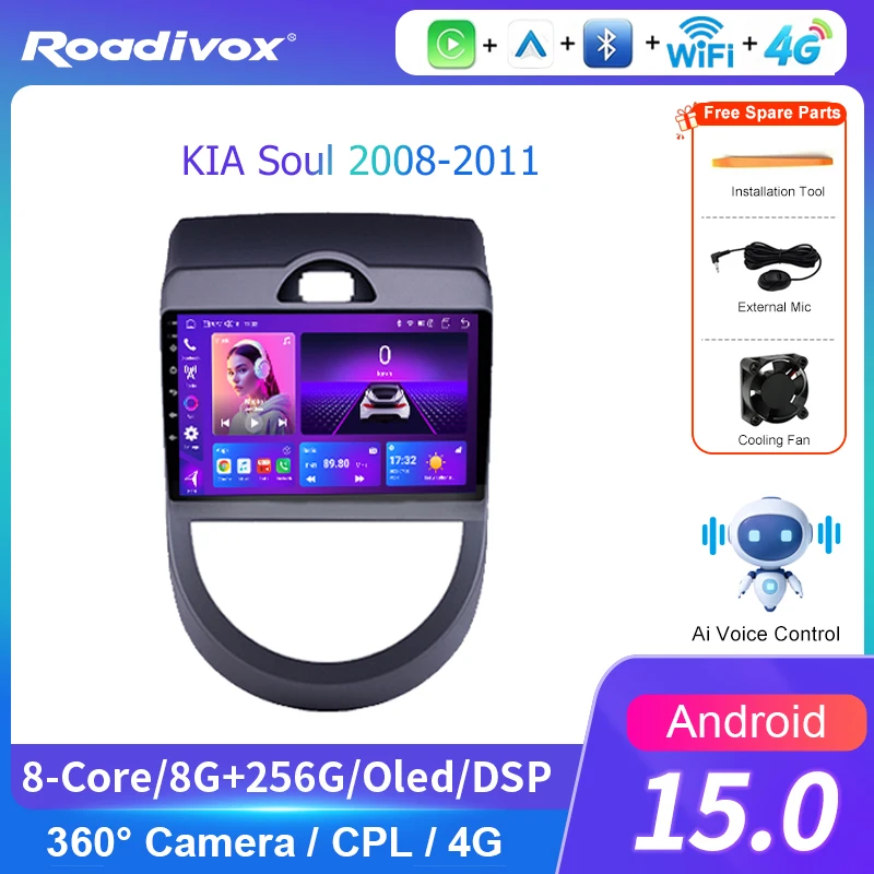 AI VOICE Android Car Radio Multimedia player for KIA Soul 2008 2011 stereo GPS Navigation Stereo Screen Video Tape Recorder