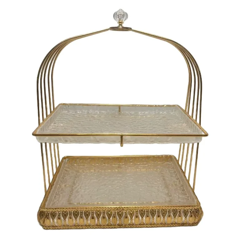 

Hotel front desk household fruit tray tray European double dessert table dim sum cake rack wedding storage table