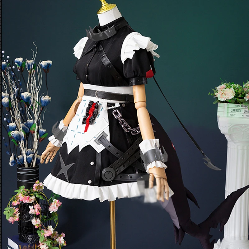 Game Zenless Zone Zero Ellen Joe Cosplay Sexy Victorian housemaid Uniform with shark tail women Costume A