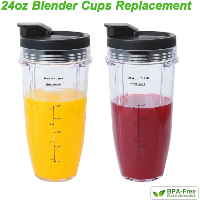 Blender Cups For Ninja, Blender Replacement Accessories 24Oz Cup With Sip&Seal Lid For Nutri Ninja Auto IQ Series BL450 BL480