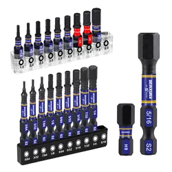 Geinxurn 1/2 inches Multi Hex Head (Metric&SAE) Insert Bits Set, S2 Steel Hex Screwdriver Bit set with Base