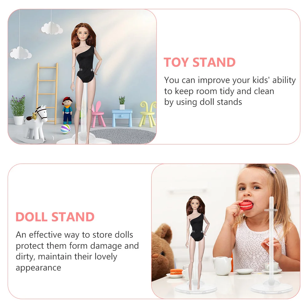 12 Pcs Standing Storage Holder Dolls Display Base Baby Rack Support Plastic Transparent Model