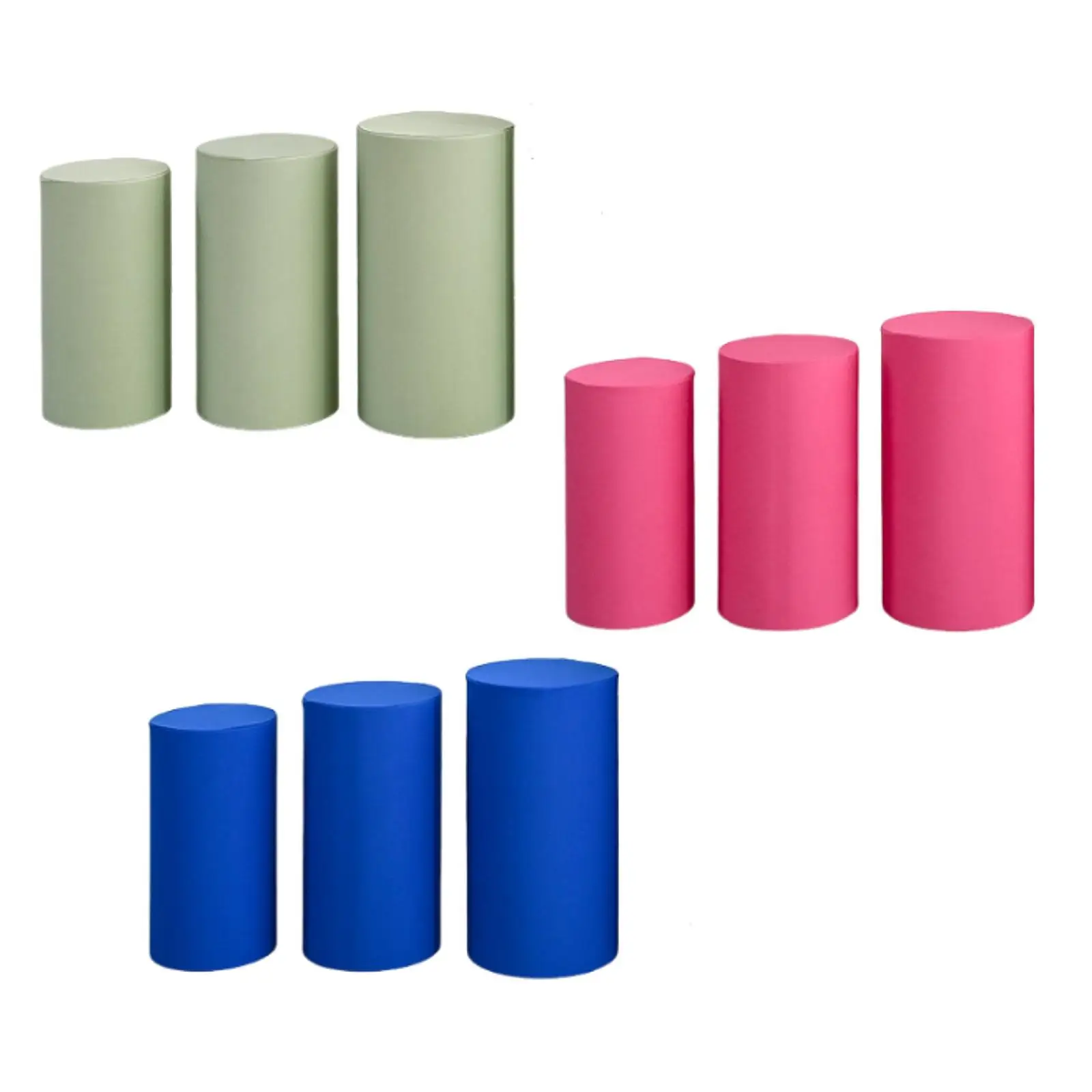 

3 Pieces Cylinder Pedestal Covers Simple Cylinder Plinth Stand Covers for Graduation Wedding Props Engagement Birthday Banquet