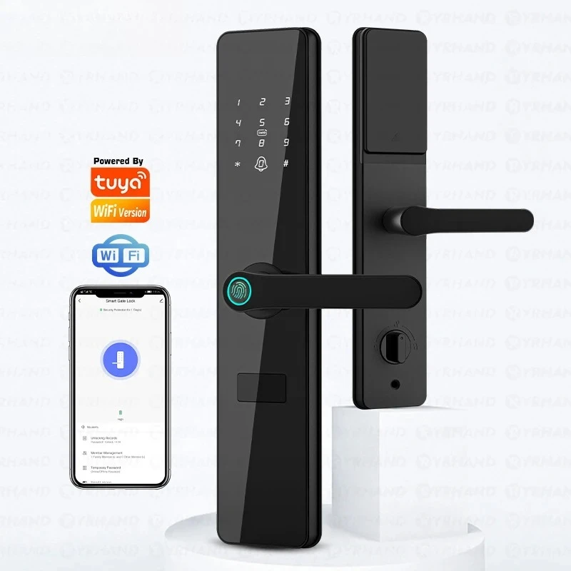 Outside Front Cerradura Inteligente Waterproof Tuya wifi Smart Door Lock Anti-lock Digital Protection Electronic Lock 6068