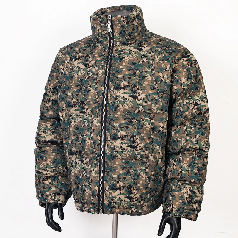 THUG CLUB Camouflage Cotton Clothes Windproof Warm Stand Collar Top Jackets Metal Logo Men Women Winter Thick Zipper Coat