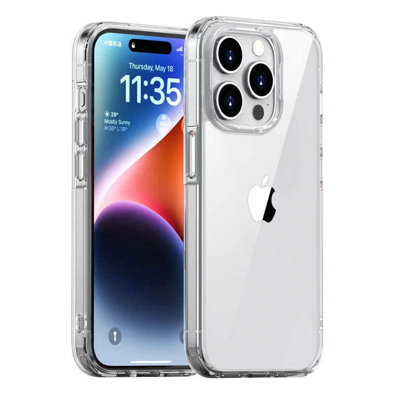 Luxury Hybrid Shockproof Case For iPhone 16 15 14 Plus 13 12 Mini 11 Pro XS Max X XR Clear Hard Back Cover Silicone Soft Shell