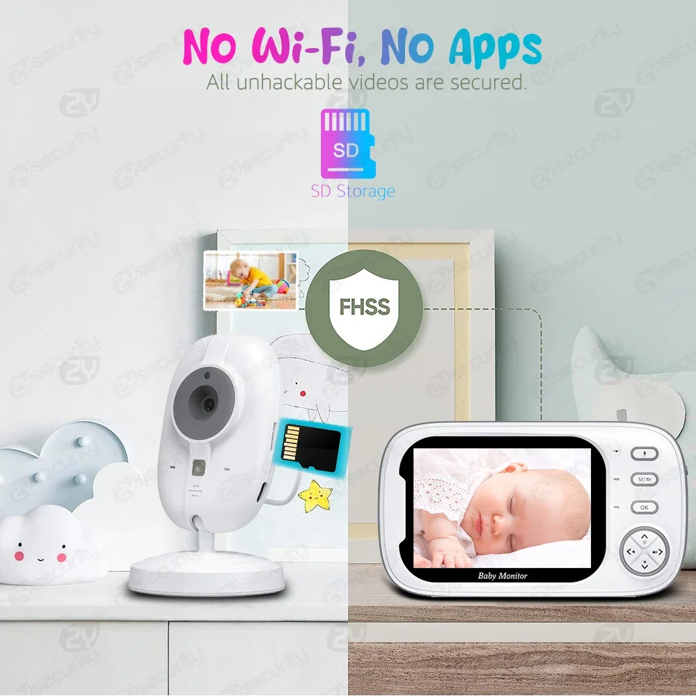 3,5 pollici senza fili video Baby Monitor Visione notturna Monitoraggio della temperatura Talk audio a due vie Bambino Bambinaia Telecamera di sicurezza Baby-sitter