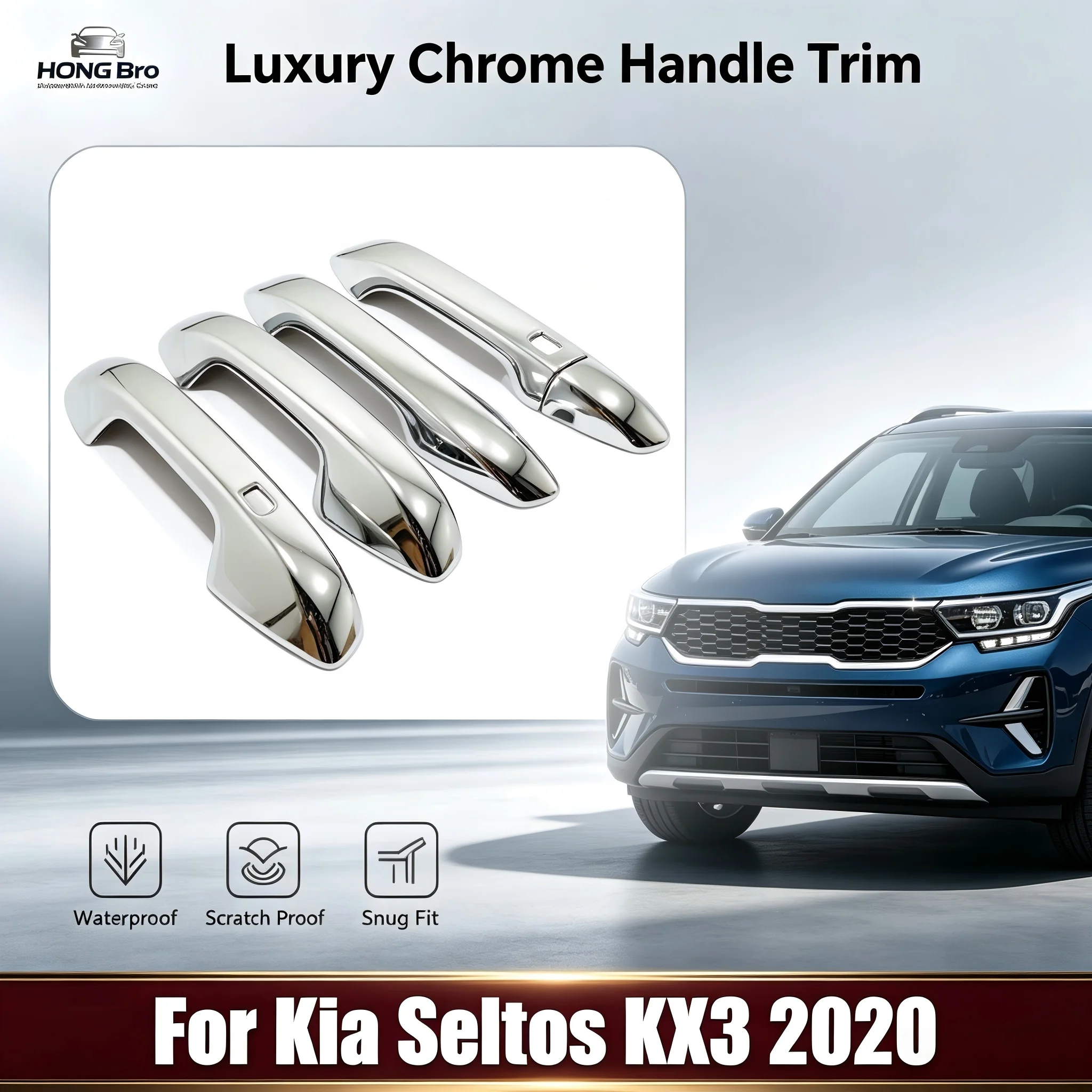 Chrome Car Door Handle Cover Exterior Trim Sticker Auto Exterior Accessories For KIA Seltos KX3 2020