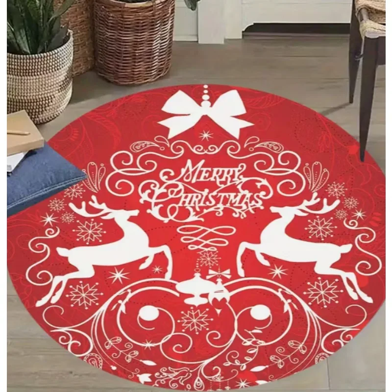 

Christmas Themed carpet Santa Claus and Snowflake Circular Soft Living Room Floor Mat Good Living Rooms Study Game Rooms Rooms