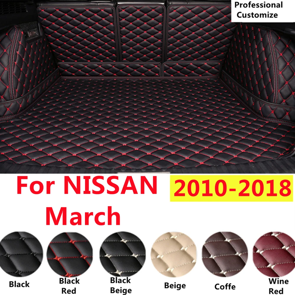 

SJ Full Set Custom Fit For NISSAN March 2018 2017-2010 Auto Fittings Car Trunk Mat Tail Boot Tray Liner Rear Cargo XPE Leather