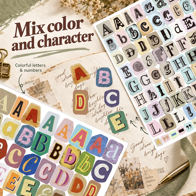 5/10/20 Sheets Retro Number and Letter Stickers for Scrapbooks, Journals, DIY Crafts, Water Bottles, Laptops, Junk Journals