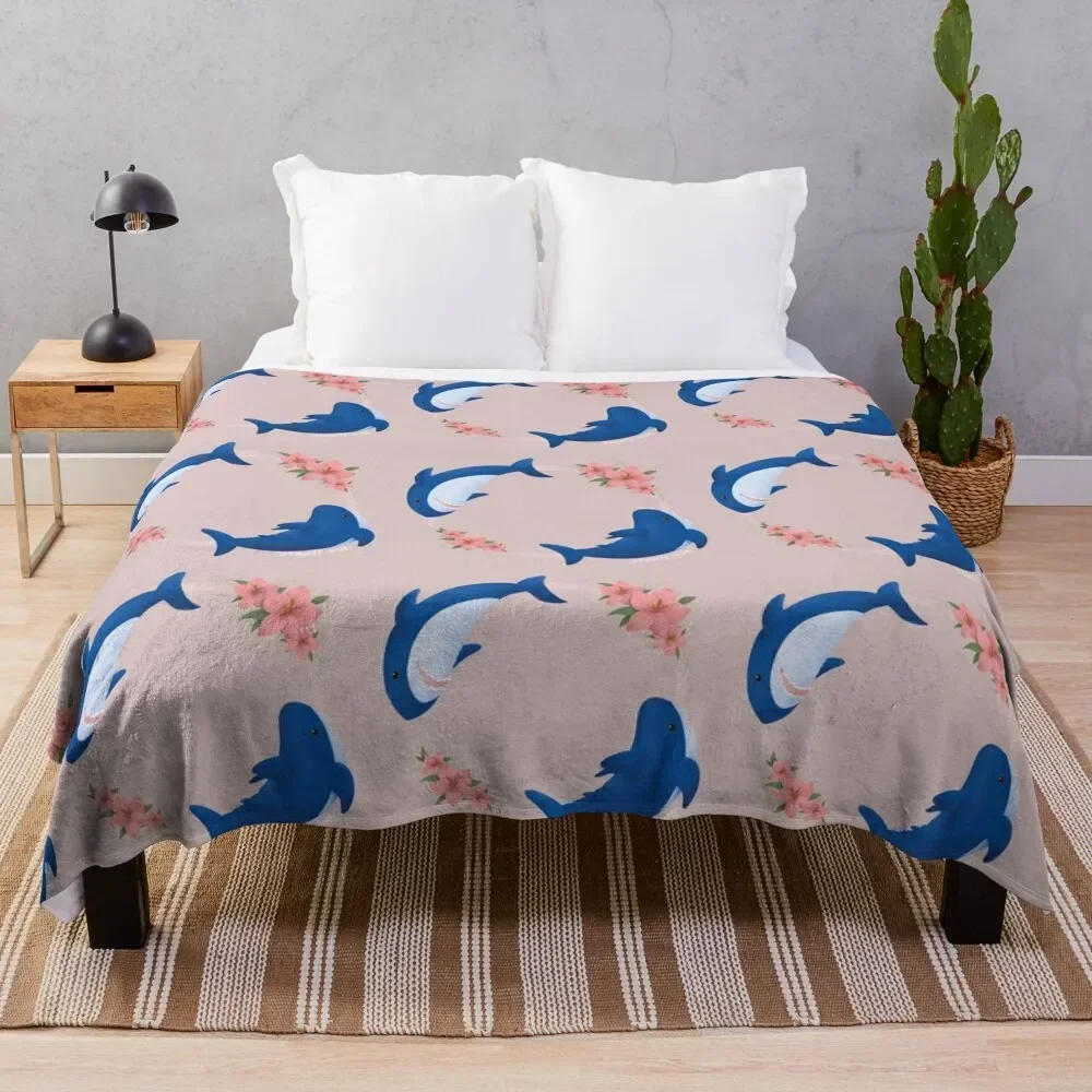 

Brucie and Archie sharks swimming flower ring Throw Blanket Large Blankets For Bed Picnic Decorative Throw Blankets