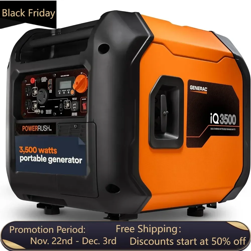 

3500 watt portable gas inverter generator - electric starting - lightweight housing design with ultra quiet performance