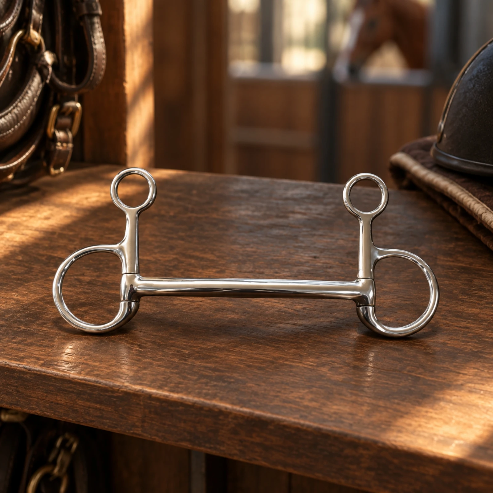 Straight Mouthpiece Bit with Upper Rings Balanced Weight Stainless Steel Horse Bit Bridle Accessory Versatile Practical